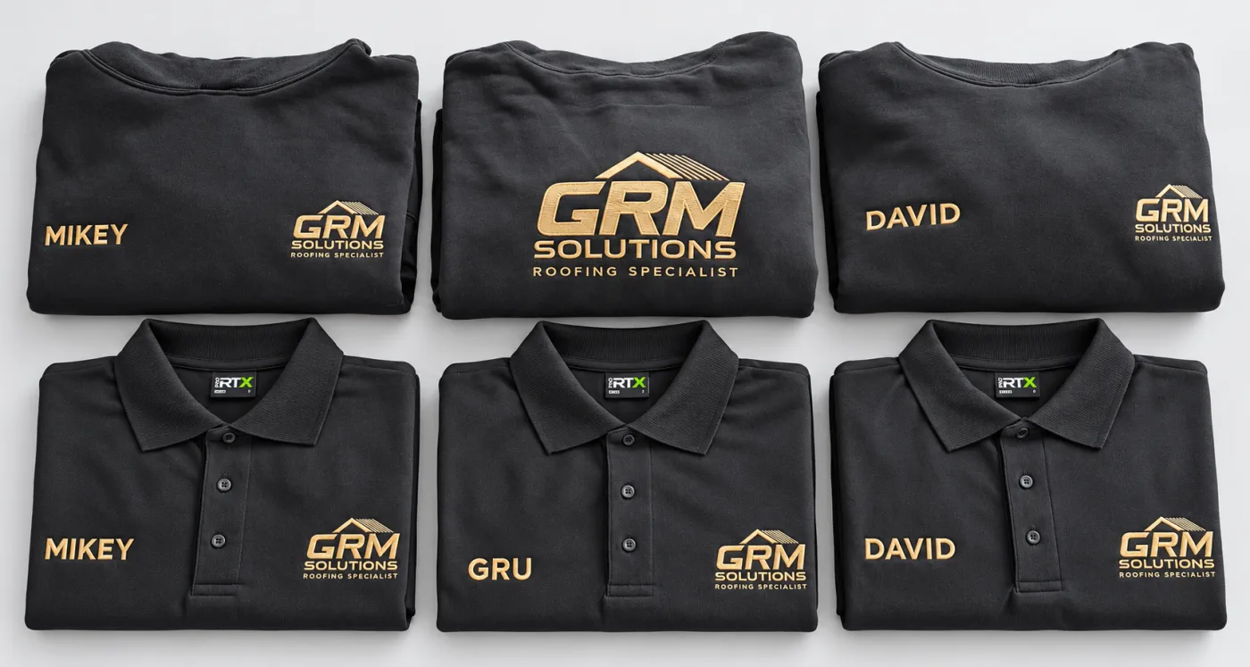 Embroidered workwear with staff names